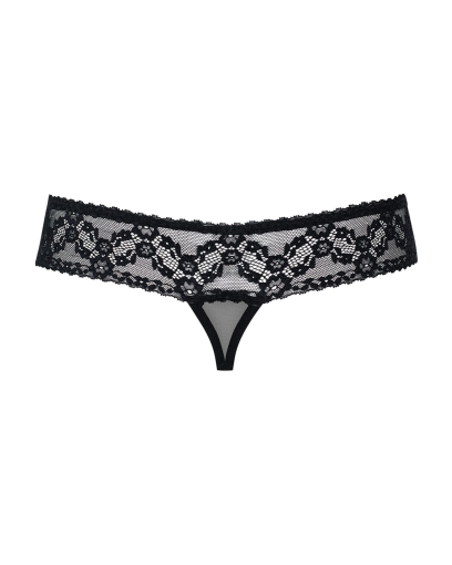 Мереживні танги з доступом Obsessive 837-THC-1 L/XL, чорні - фото №6