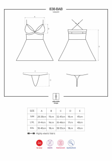 Еротичний мереживний комплект із сіточкою Obsessive 838-BAB-1 babydoll & thong black L/XL, чорний, п - - фото №8