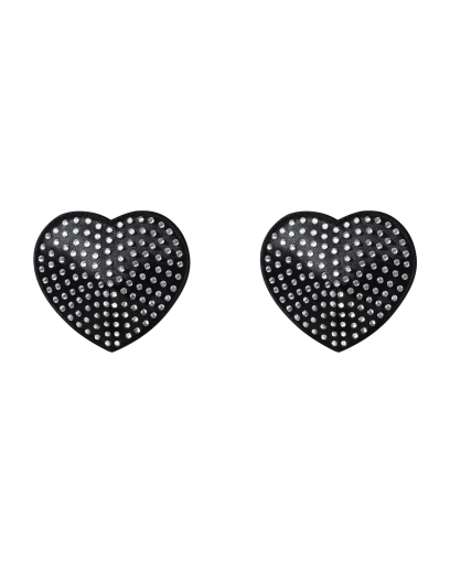 Накладки-серця на соски зі стразами Obsessive A750 nipple covers, чорні №3