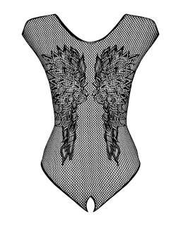 Бодістокінг із великої сітки з мереживом Obsessive B112 teddy S/M/L, чорний, з доступом - - фото №5