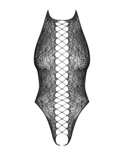 Бодістокінг з ефектом шнурівки Obsessive B113 teddy S/M/L відкрита спина, халтер, з доступом - - фото №5