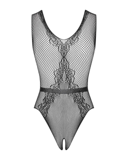 (SALE) Сітчастий бодістокінг з доступом Obsessive B115 teddy S/M/L, чорний - - фото №6