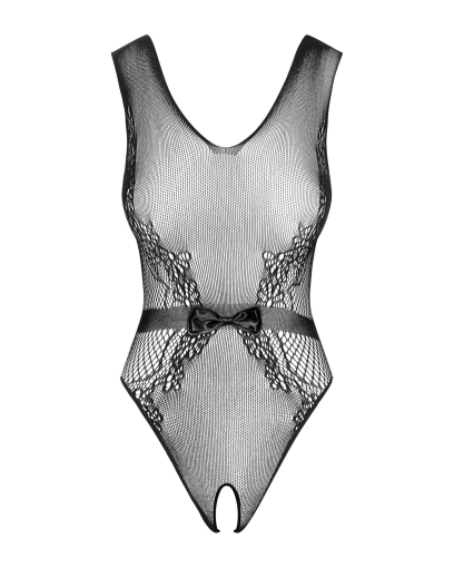 (SALE) Сітчастий бодістокінг з доступом Obsessive B115 teddy S/M/L, чорний - фото №5