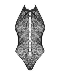 Бодістокінг з великими осередками та відкритою спиною Obsessive B113 teddy S/M/L, халтер - - фото №5