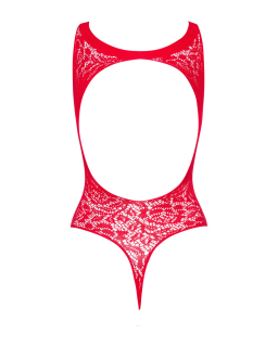 Ажурний бодістокінг із ефектом шнурівки Obsessive B120 teddy red S/M/L, червоний - - фото №6