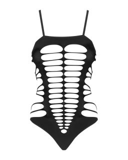 Бодістокінг із поперечними вирізами Obsessive B122 teddy S/M/L, чорний - - фото №5