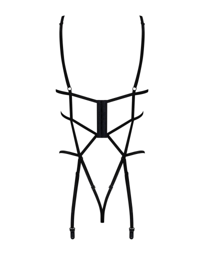 Боді зі стреп із доступом Obsessive Badossa crotchless teddy S/M, чорний - фото №6