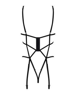 Боді зі стреп із доступом Obsessive Badossa crotchless teddy L/XL, чорний - - фото №6