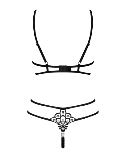 Еротичний комплект зі стреп Obsessive Badossa 2-pcs set L/XL, чорний, з доступом, бюстгальтер, стрін - фото №6