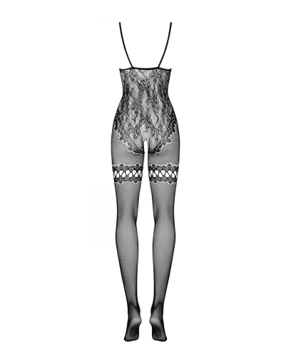 (SALE) Бодістокінг Obsessive Bodystocking F213 S/M/L, імітація мереживного боді та резинки для панчіх - фото №6