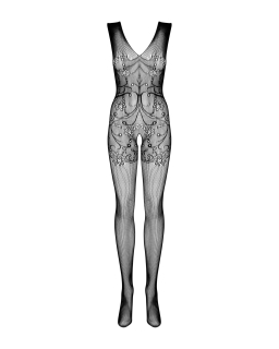 (SALE) Бодістокінг Obsessive Bodystocking F234 S/M/L, абстрактний малюнок, глибоке декольте - - фото №5