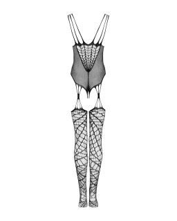 (SALE) Ажурний бодістокінг під павутину Obsessive Bodystocking G325 black S/M/L, чорний, комбінезон, імітац - - фото №6