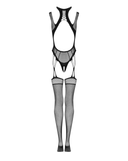 (SALE) Ажурний бодістокінг з отворами Obsessive Bodystocking G327 black S/M/L, чорний, комбінезон, з доступ - - фото №6