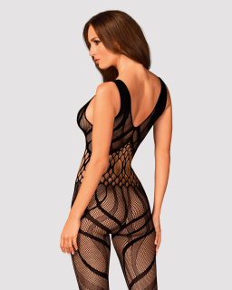 Сітчастий бодістокінг з вирізами та малюнком Obsessive Bodystocking G328 S/M/L, чорний, комбінезон - - фото №2