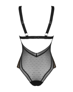 Мереживне боді з декольте Obsessive Estiqua teddy M/L, чорне, широкі лямки - - фото №6