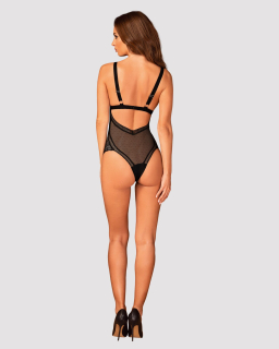 Мереживне боді з декольте Obsessive Estiqua teddy M/L, чорне, широкі лямки - - фото №4