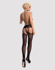 Панчохи-стокінги з рослинним малюнком Obsessive Garter stockings S206 black S/M/L чорні, імітація га - фото №4