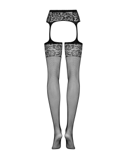 Сітчасті панчохи-стокінги з імітацією гартерів Obsessive Garter stockings S500S/M/L, чорні, з доступ - - фото №5