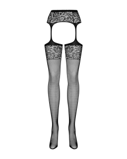 Сітчасті панчохи-стокінги з імітацією гартерів Obsessive Garter stockings S500S/M/L, чорні, з доступ - - фото №4