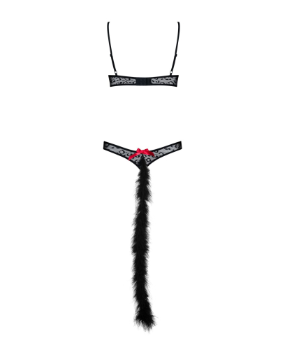 Еротичний костюм гепарду Obsessive Gepardina 3 pcs costume L/XL, чорний, хутряне оздоблення, монокін - фото №6
