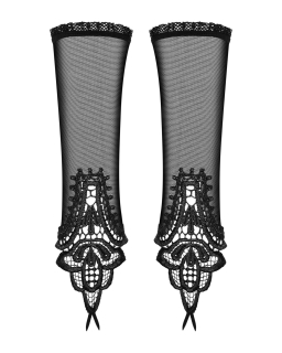 Сітчасті мітенки з мереживом Obsessive Luiza mittens One size, чорні - - фото №2