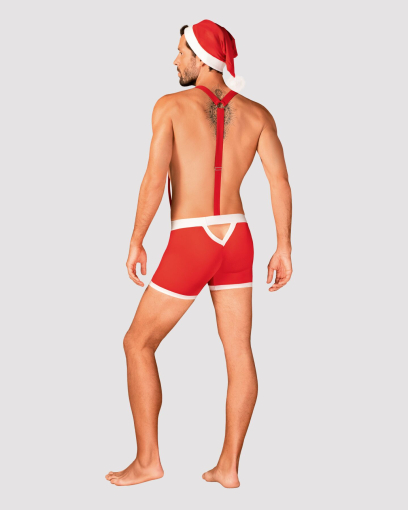 Чоловічий еротичний костюм Санта-Клауса Obsessive Mr Claus L/XL, боксери на підтяжках, шапочка з пом - фото №4
