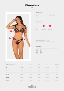 (SALE) Напівпрозорий еротичний комплект Obsessive Obsessivia 2-pcs set black S/M, бюстгальтер та трусики, а - - фото №7