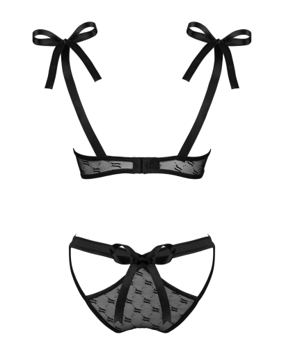 (SALE) Напівпрозорий еротичний комплект Obsessive Obsessivia 2-pcs set black L/XL, бюстгальтер та трусики, - фото №6