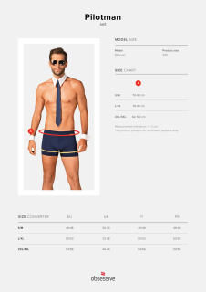 Еротичний костюм пілота Obsessive Pilotman set 2XL/3XL, боксери, манжети, комір з краваткою, окуляри - - фото №7