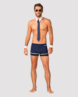 Еротичний костюм пілота Obsessive Pilotman set 2XL/3XL, боксери, манжети, комір з краваткою, окуляри - - фото №3