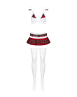 Еротичний костюм школярки з мініспідницею Obsessive Schooly 5pcs costume S/M, біло-червоний, топ, сп - фото №5