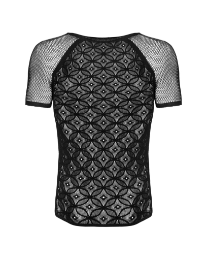 Чоловіча напівпрозора футболка з орнаментом Obsessive T102 T-shirt S/M/L, чорна №5