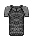 Чоловіча напівпрозора футболка з орнаментом Obsessive T102 T-shirt S/M/L, чорна - фото №6