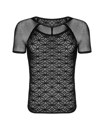 Чоловіча напівпрозора футболка з орнаментом Obsessive T102 T-shirt S/M/L, чорна №6