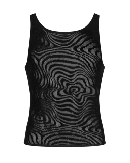 Чоловіча напівпрозора майка-борцовка з візерунком Obsessive T103 tank top S/M/L, чорна - - фото №5