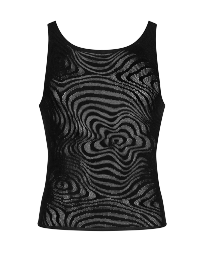 Чоловіча напівпрозора майка-борцовка з візерунком Obsessive T103 tank top S/M/L, чорна №5