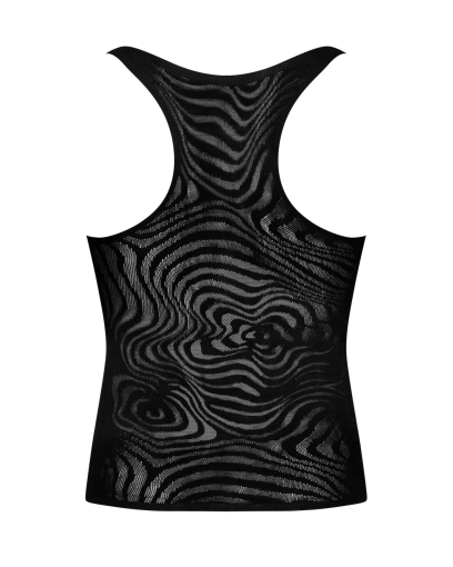 Чоловіча напівпрозора майка-борцовка з візерунком Obsessive T103 tank top S/M/L, чорна №6