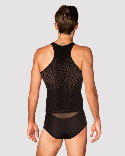 Чоловіча напівпрозора майка-борцовка з візерунком Obsessive T103 tank top S/M/L, чорна №2