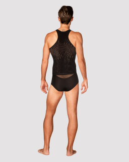 Чоловіча напівпрозора майка-борцовка з візерунком Obsessive T103 tank top S/M/L, чорна - - фото №4