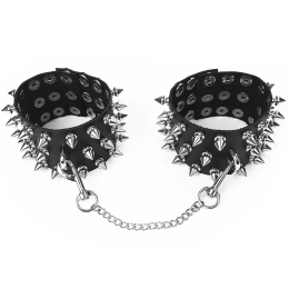 Поножі з шипами з натуральної шкіри Art of Sex, колір чорний - - фото №2