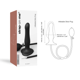 Надувний фалоімітатор Strap-On-Me INFLATABLE DILDO PLUG - NOIR, кулька всередині, діаметр до 6 см - - фото №3