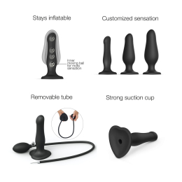 Надувний фалоімітатор Strap-On-Me INFLATABLE DILDO PLUG - NOIR, кулька всередині, діаметр до 6 см - - фото №2