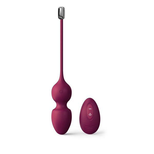 Вагінальні кульки Dorcel LOVE BALLS PLUM, вібрації та рухи внутрішньої кульки, пульт ДК - фото