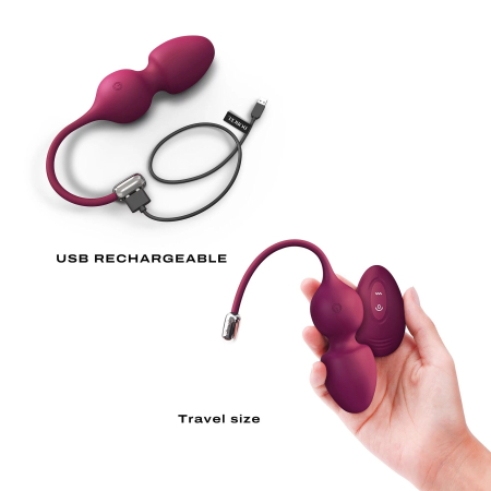 Вагінальні кульки Dorcel LOVE BALLS PLUM, вібрації та рухи внутрішньої кульки, пульт ДК №4