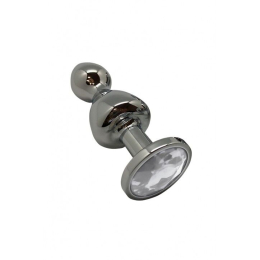 Металева анальна пробка Wooomy Lollypop Double Ball Metal Plug S, діаметр 2,8 см, довжина 8,5 см 