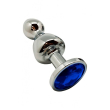 Металева анальна пробка Wooomy Lollypop Double Ball Metal Plug Blue L діаметр 3,5 см, довжина 10,5см - фото №1