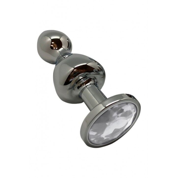 Металева анальна пробка Wooomy Lollypop Double Ball Metal Plug L, діаметр 3,5 см, довжина 10,5 см - фото