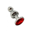 Металева анальна пробка Wooomy Lollypop Double Ball Metal Plug Red M, діаметр 3,1 см, довжина 9,4 см - фото №1