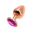 Металева анальна пробка Wooomy Tralalo Rose Gold Metal Plug Magenta L, діаметр 4 см, довжина 9 см - фото №1