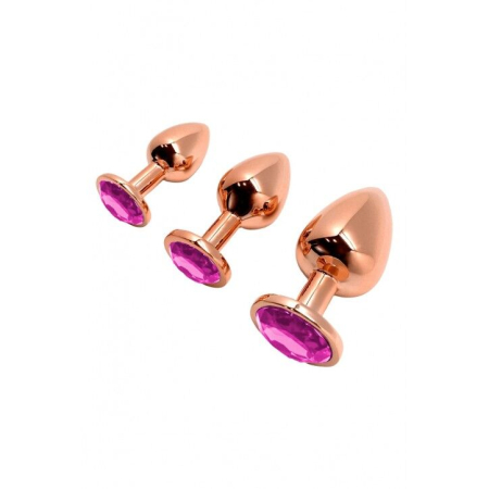 Металева анальна пробка Wooomy Tralalo Rose Gold Metal Plug Magenta M, діаметр 3,4 см, довжина 8 см - фото №4